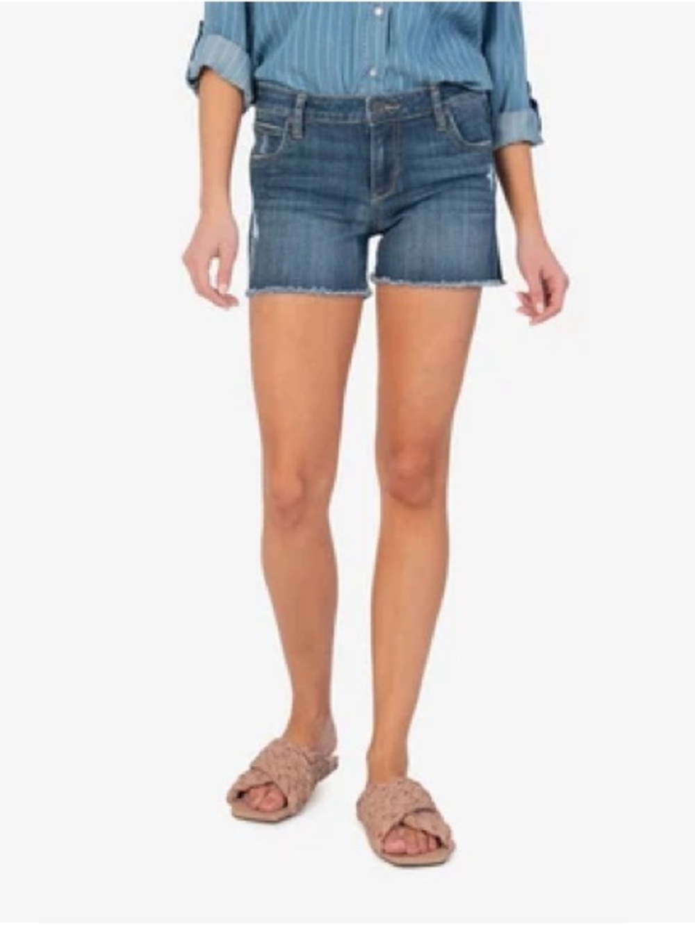 Kut From The Kloth Gidget Denim Fray Short, size 0, Ageratum Wash
